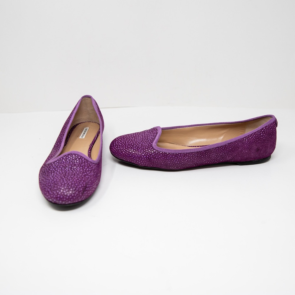Emporio Armani Genuine Suede Leather Textured Round Toe Slip On Ballet Flats 10